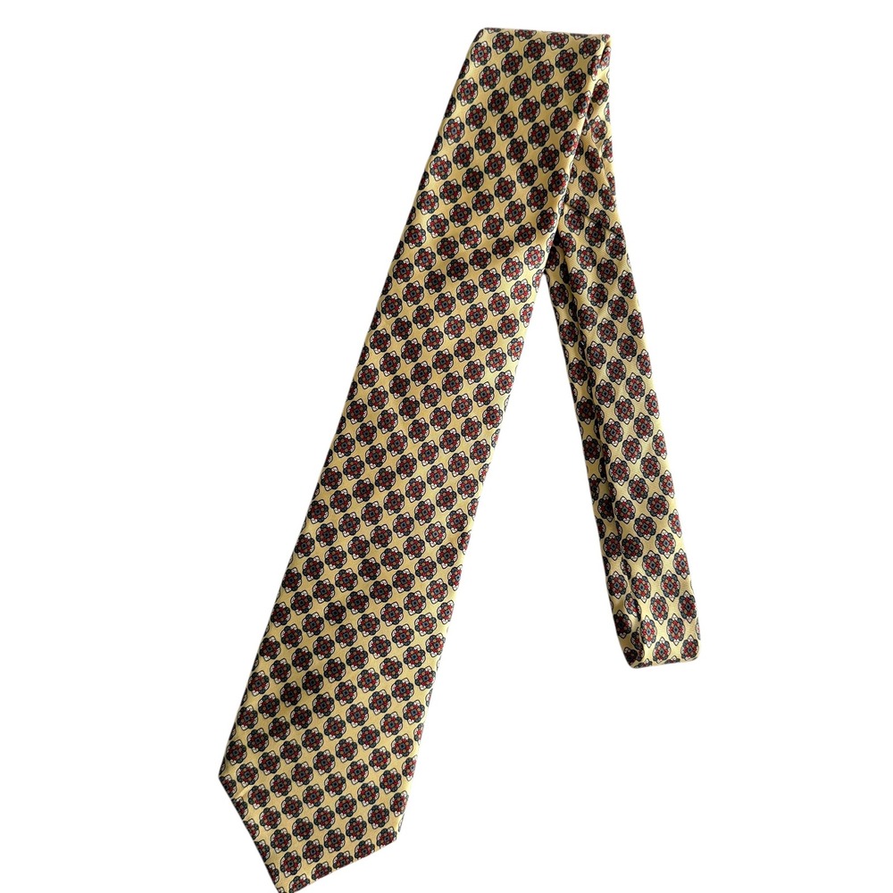 CHRISTIAN DIOR Monsieur Yellow and‎ Multicolor Shapes Mens Silk Tie